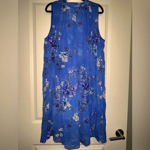 Blue Dress with Flowers, Size 18/20